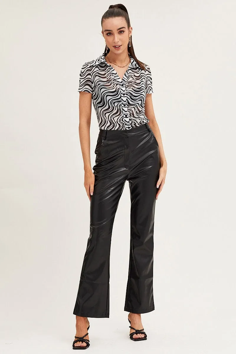 Transitional Fashion FrictionReducing Lining Abstract Print Shirt Short Sleeve Mesh