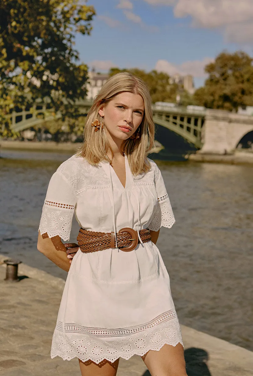 NonIrritatingSeams New Yorker Gwen Cotton Eyelet Dress - Ivory