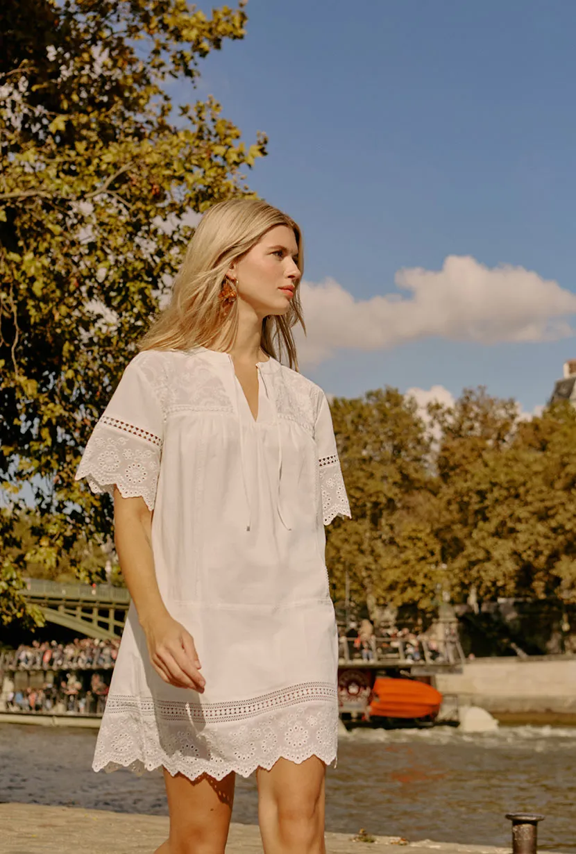 Gwen Cotton Eyelet Dress - Ivory Comfy Style Trendy Design