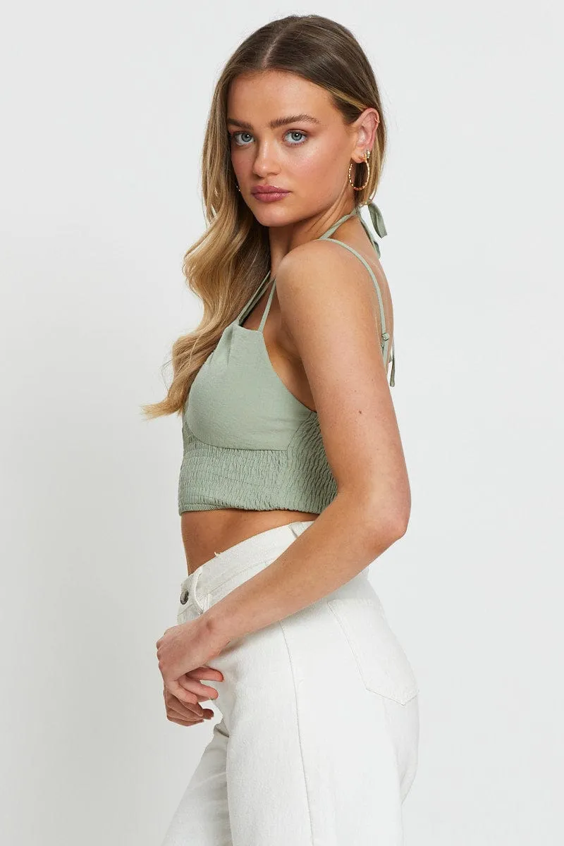Green Singlet Top Sleeveless Crop NonSlip Grips