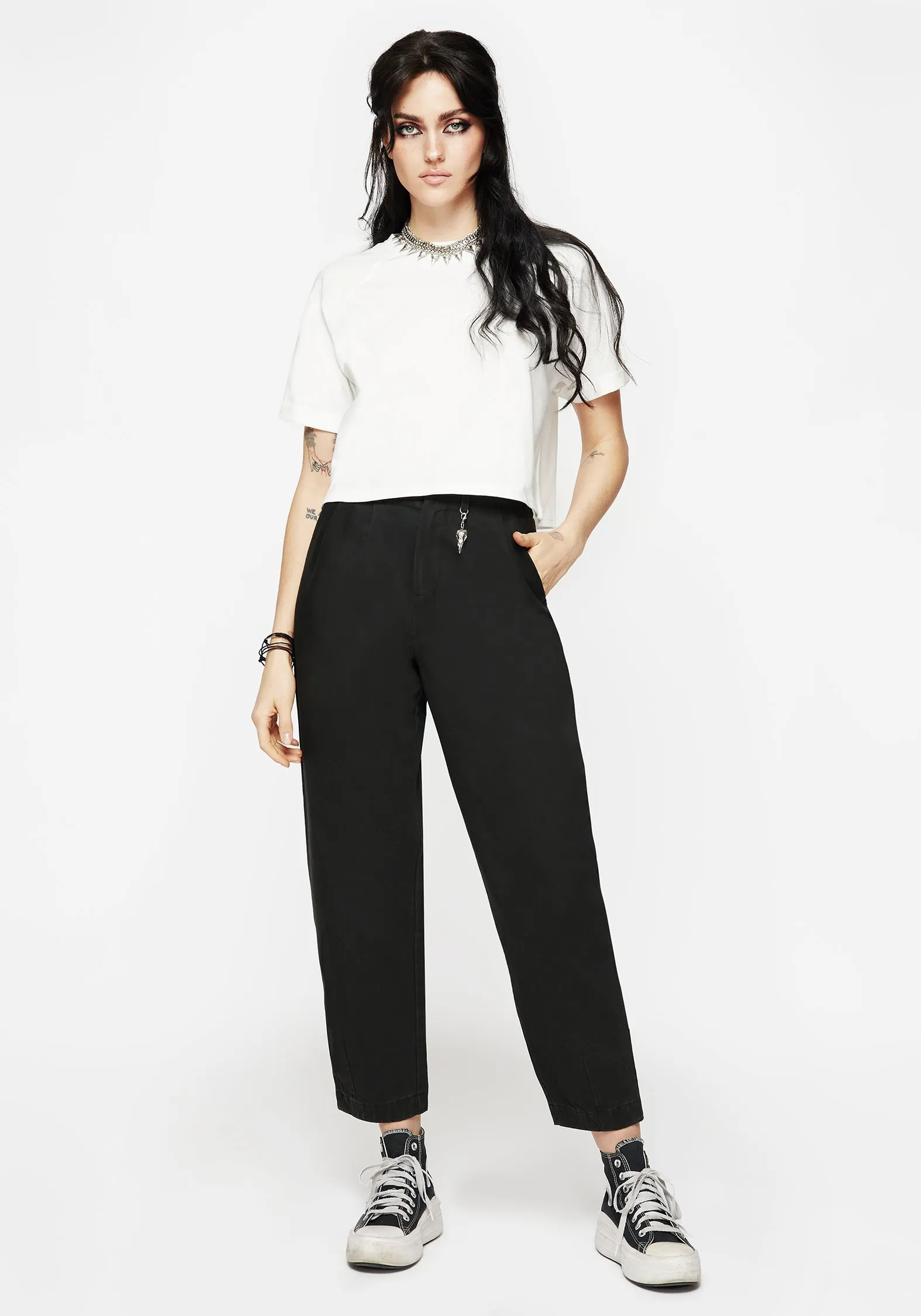 Osteomancy Washed Cotton Tapered Trousers Wrinkle Resistant Finish