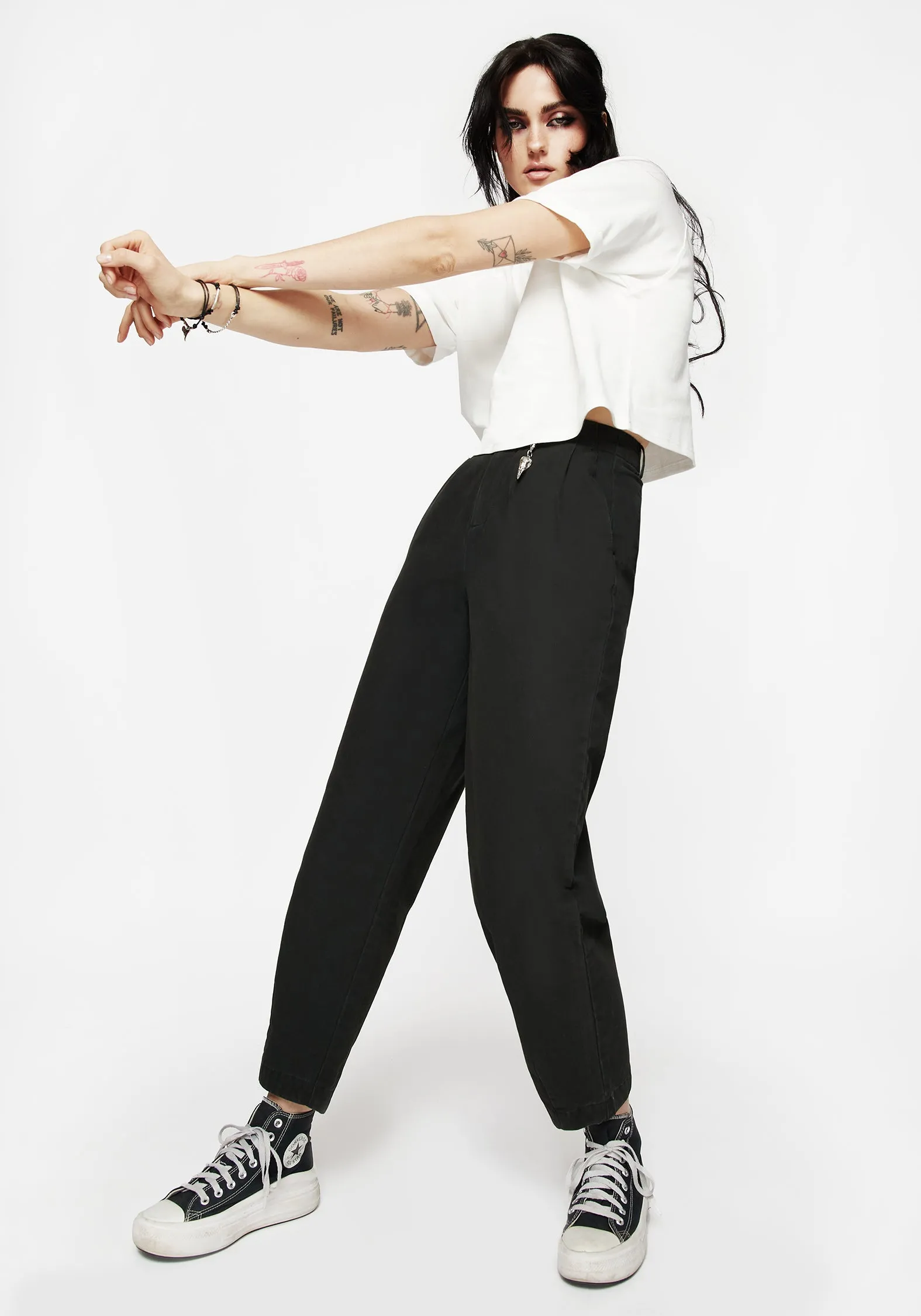 Adaptable Fit Neutral Look Osteomancy Washed Cotton Tapered Trousers