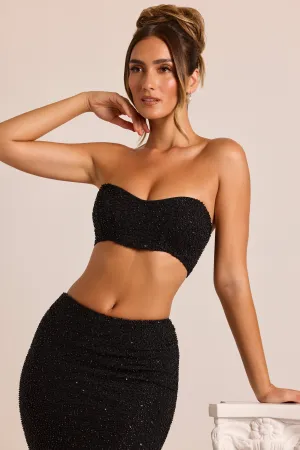 Embellished Strapless Corset Top in Black Denim style Stylish Jacket