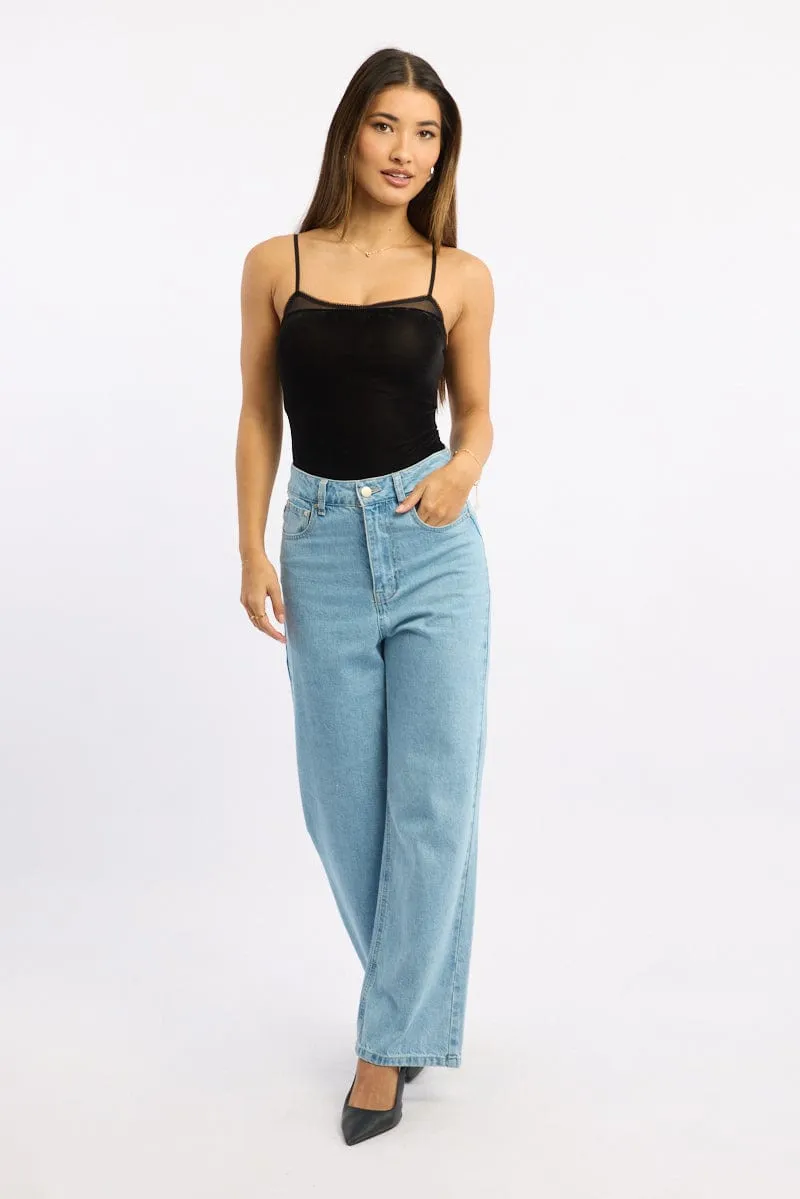 MeshVentilation Dry Touch Black Singlet Bodysuit Velvet