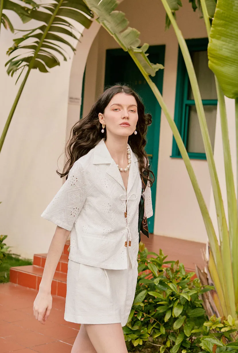 Warm Knit Anne Linen Shorts - White