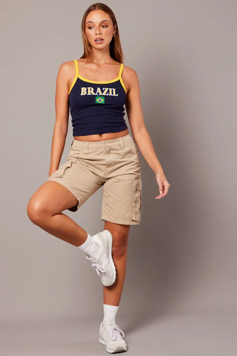 Car Cool Blue Graphic Singlet Top
