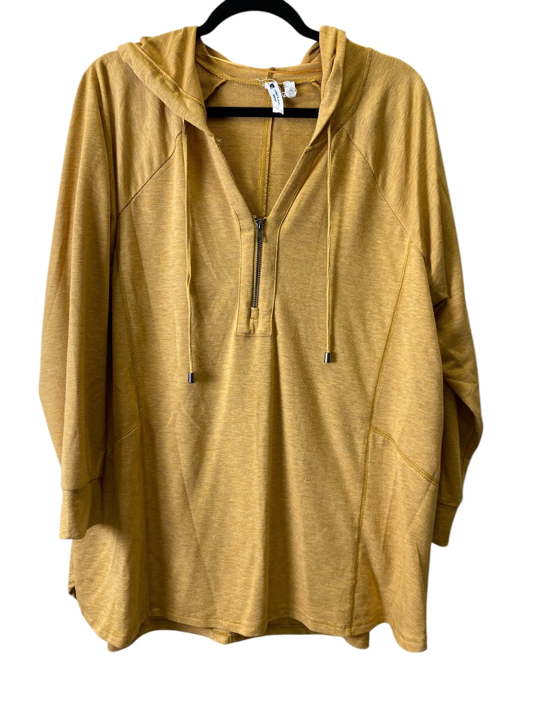 Sporty Joggers Sweatshirt Hoodie By Cable And Gauge In Yellow, Size: 2x