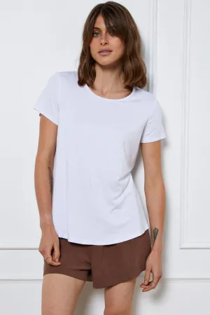 White T-Shirt Short Sleeve Cozy Sweatshirt