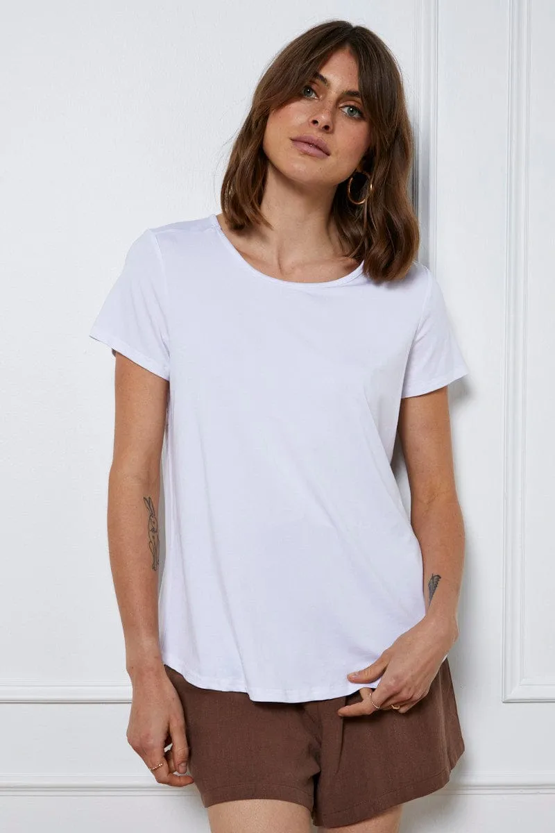 White T-Shirt Short Sleeve MoistureWickingTechnology Casual Shirt