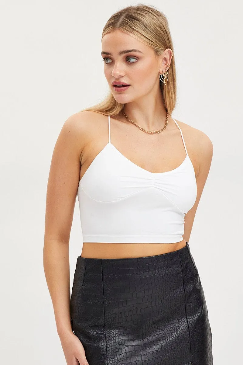 White Singlet Crop Top Seamless ZeroWaste Production