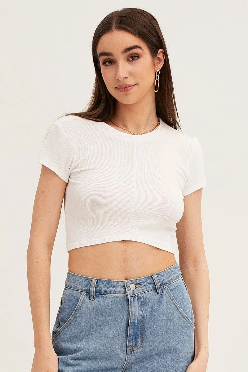 White T Shirt Short Sleeve Crew Neck Classic Design