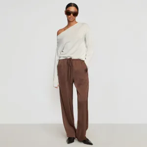 Ultra Soft Texture Stretchy Waist Dana Stretch-Waist Satin Pant