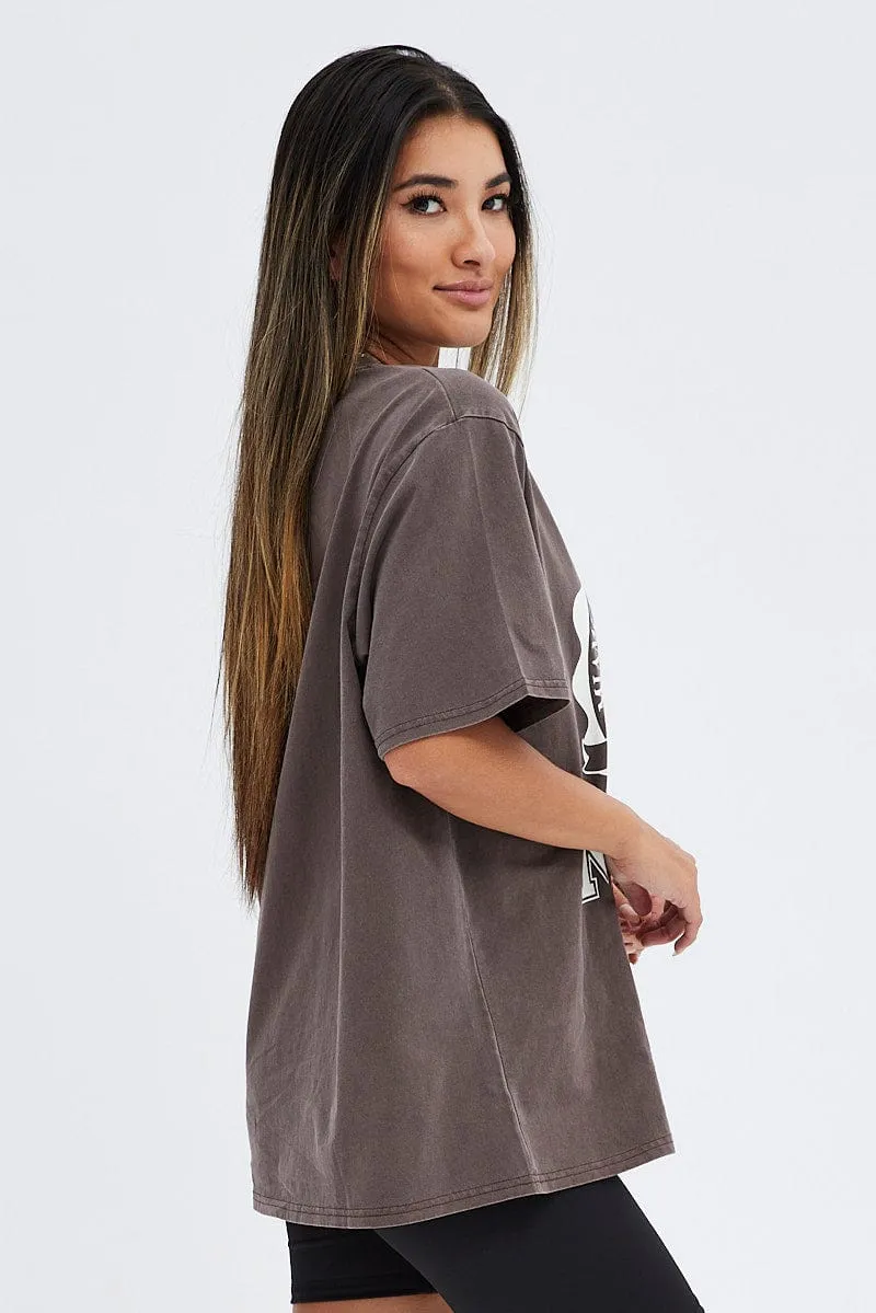 Brown T Shirt Short Sleeve Round Neck Miami Slim fit clothing