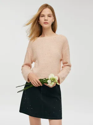 Effortless Style Mohair Slash Neck Women Sweater