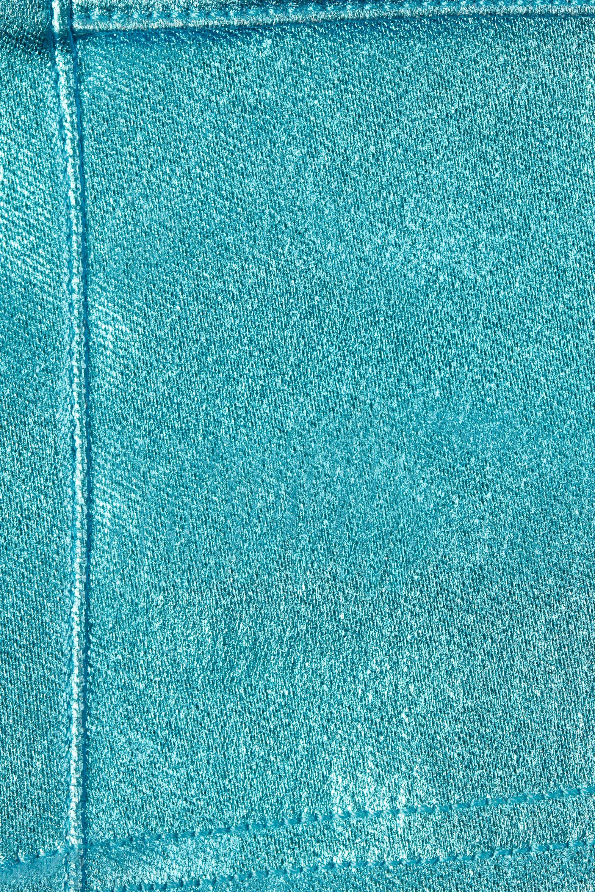 Metallic High-Waist Denim Shorts in Aqua Trendy Fashion Tight Fit