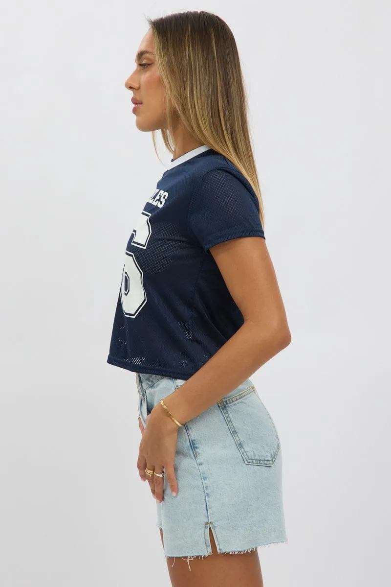 Blue Graphic Tee Short Sleeve Outdoor Essentials NonIronTechnology