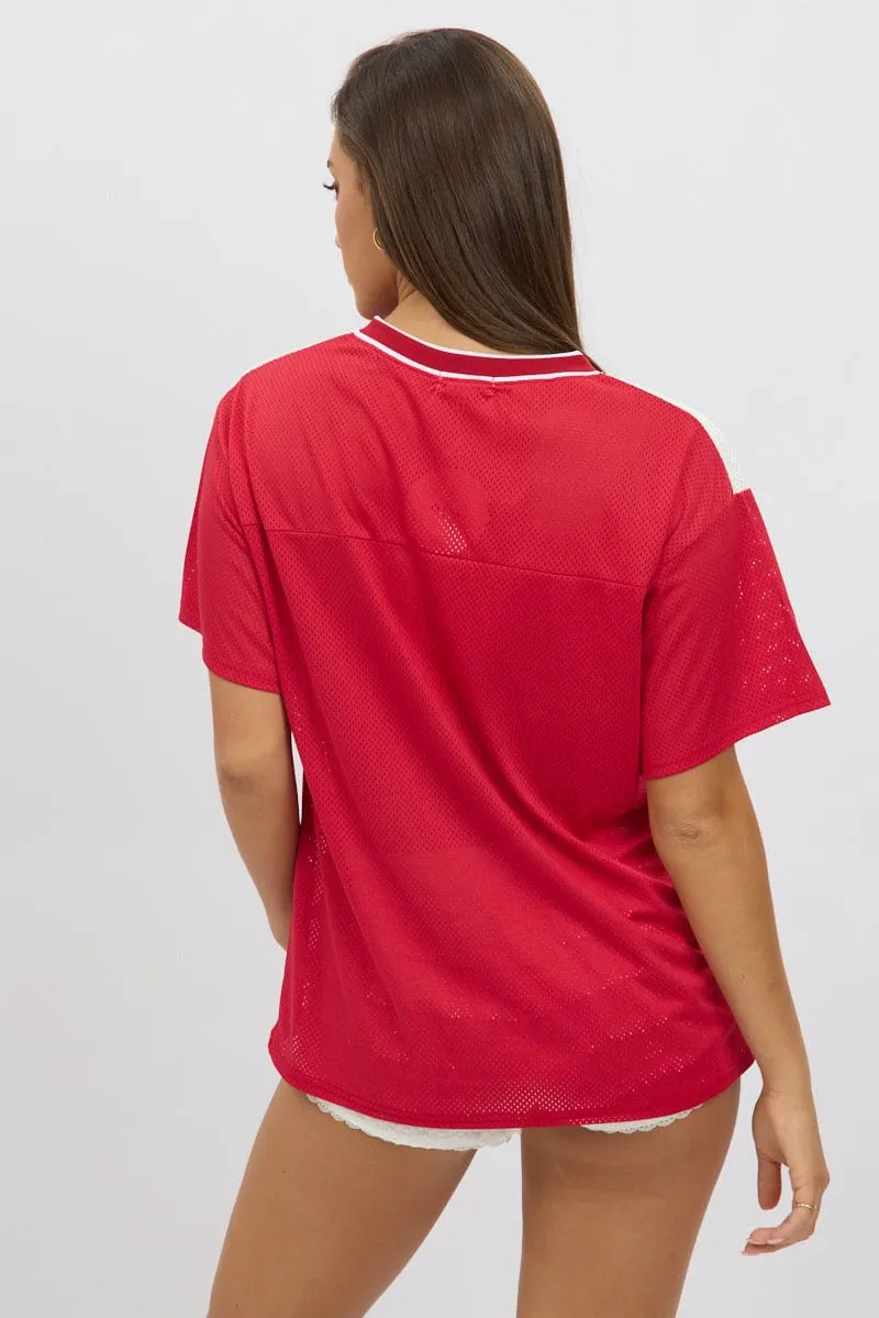 Red Sport Tee Short Sleeve Effortless Layer Street Comfort