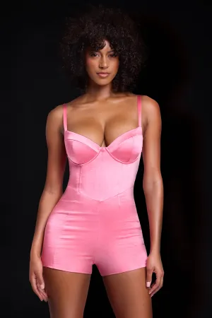 Satin Corset Playsuit in Pink Cozy clothing