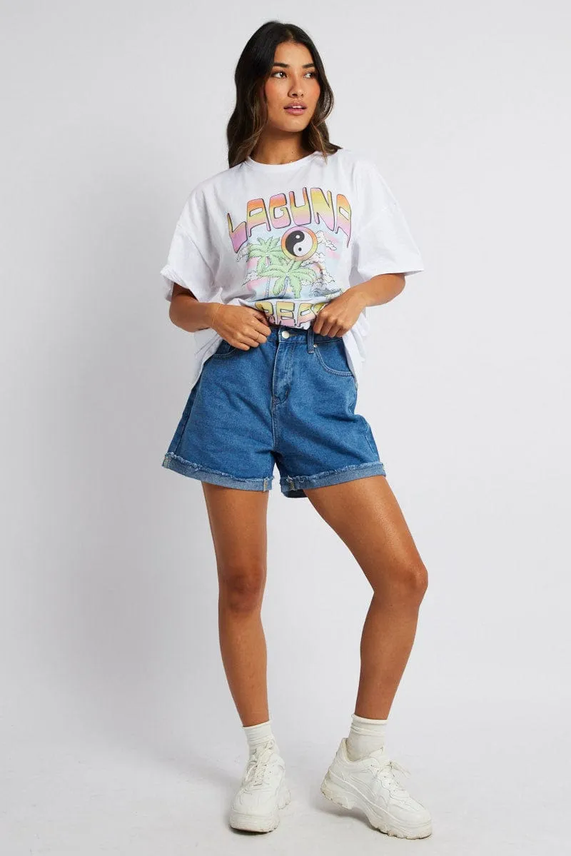 light layering Casual Everyday White Graphic Tee Surf Slogan T-shirt