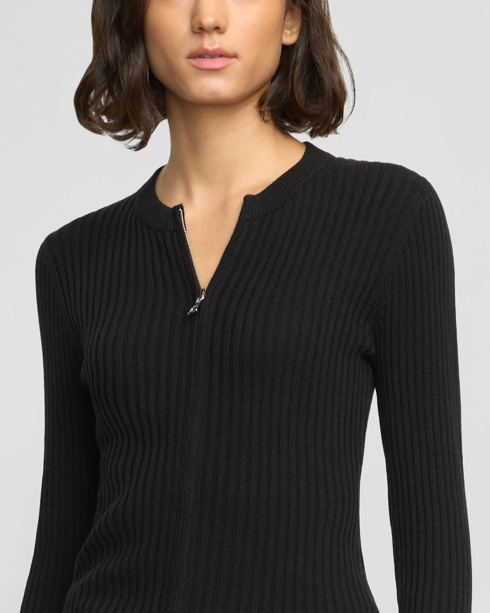 Tagless Labeling Kayla Ribbed Two-Way Zip Sweater
