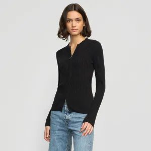 Stylish Knitwear Snuggle Style Kayla Ribbed Two-Way Zip Sweater