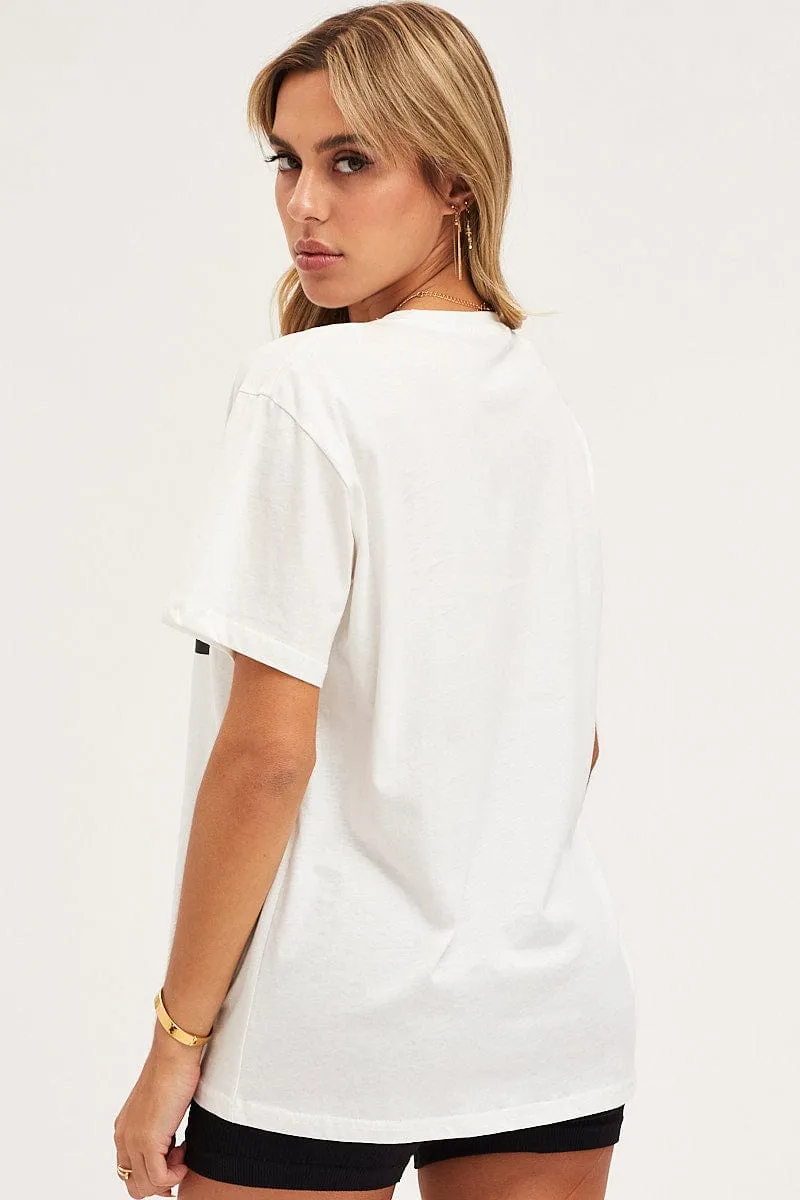 Tight Net White Graphic T Shirt Short Sleeve
