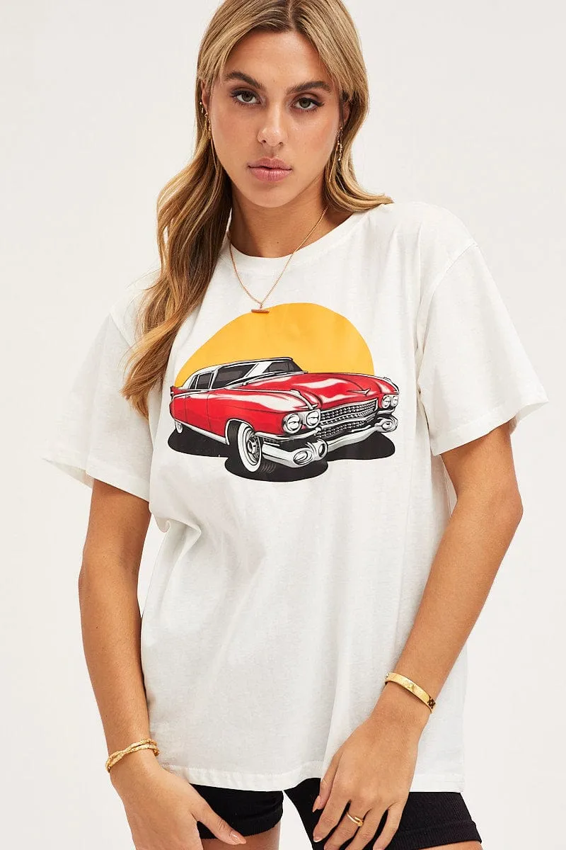 UVProtection Coating White Graphic T Shirt Short Sleeve