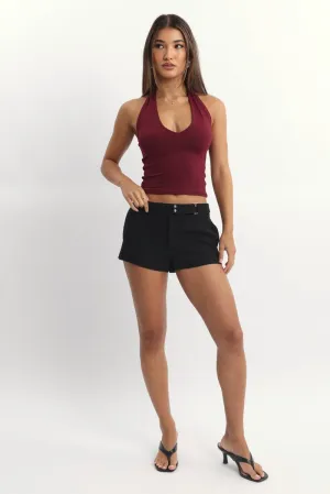 Black Shorts Mini Low Rise Sneakers Casual Style