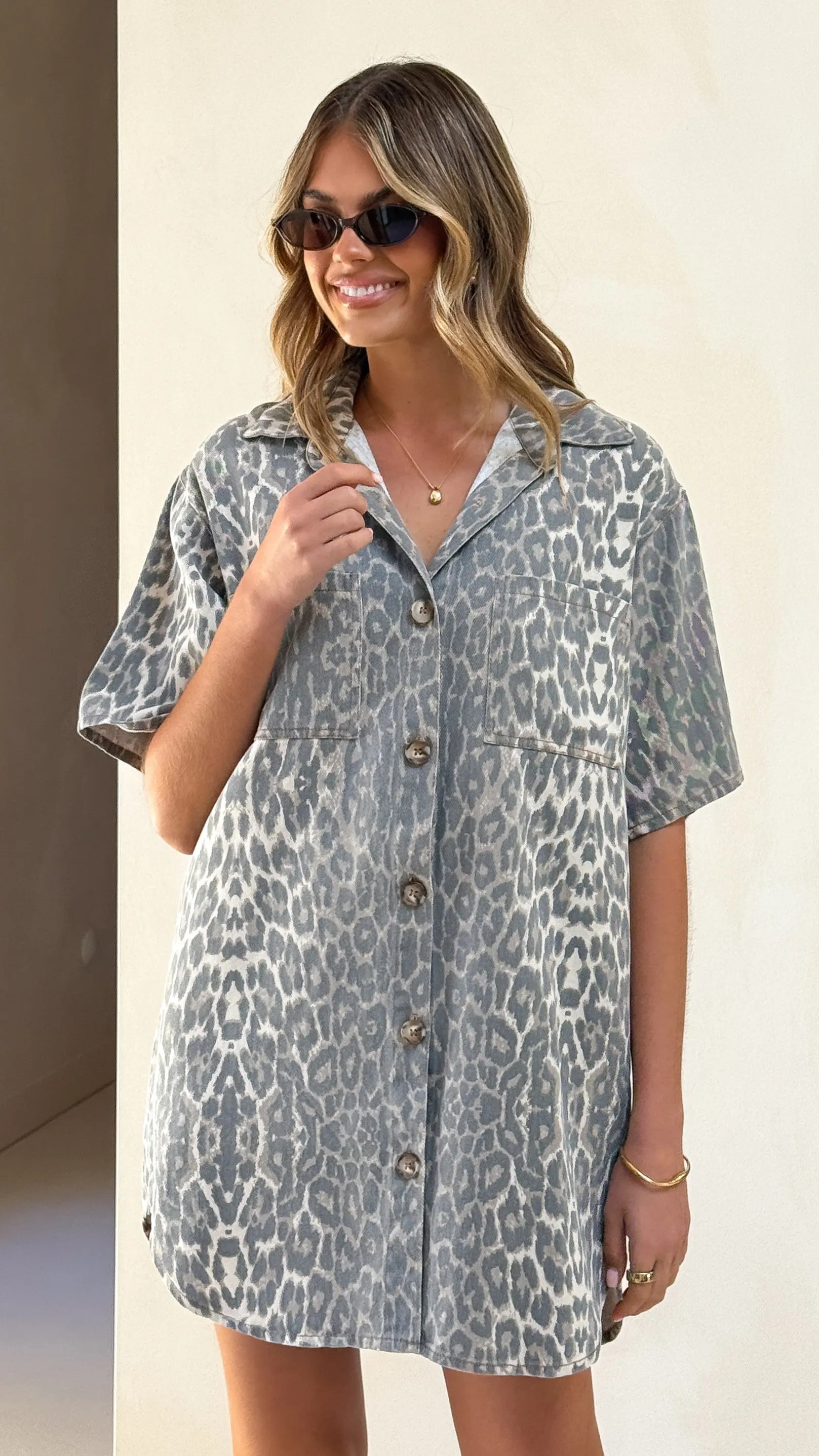 Antimicrobial Coating Vox Mini Dress - Leopard Print