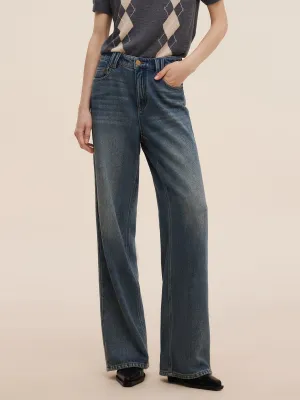 100% Cotton Denim Women Straight Leg Jeans Modern Wear