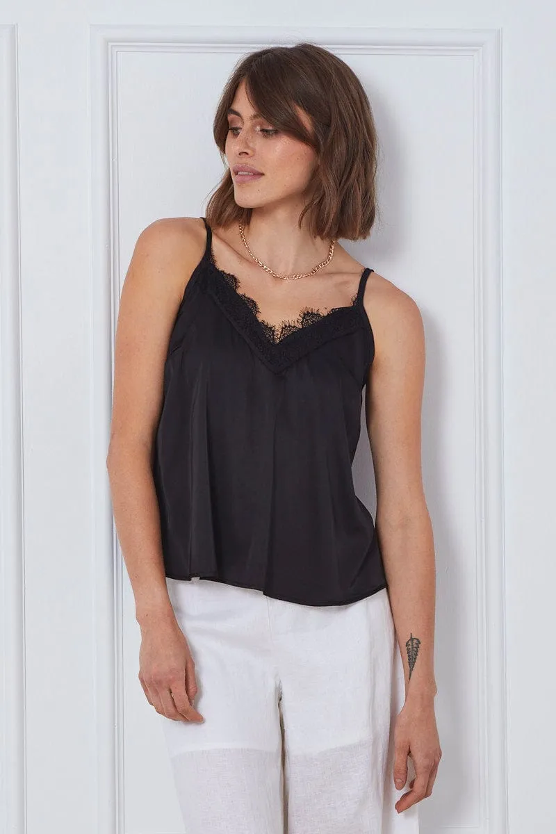 Machine Fit Black Singlet Top Sleeveless V-Neck