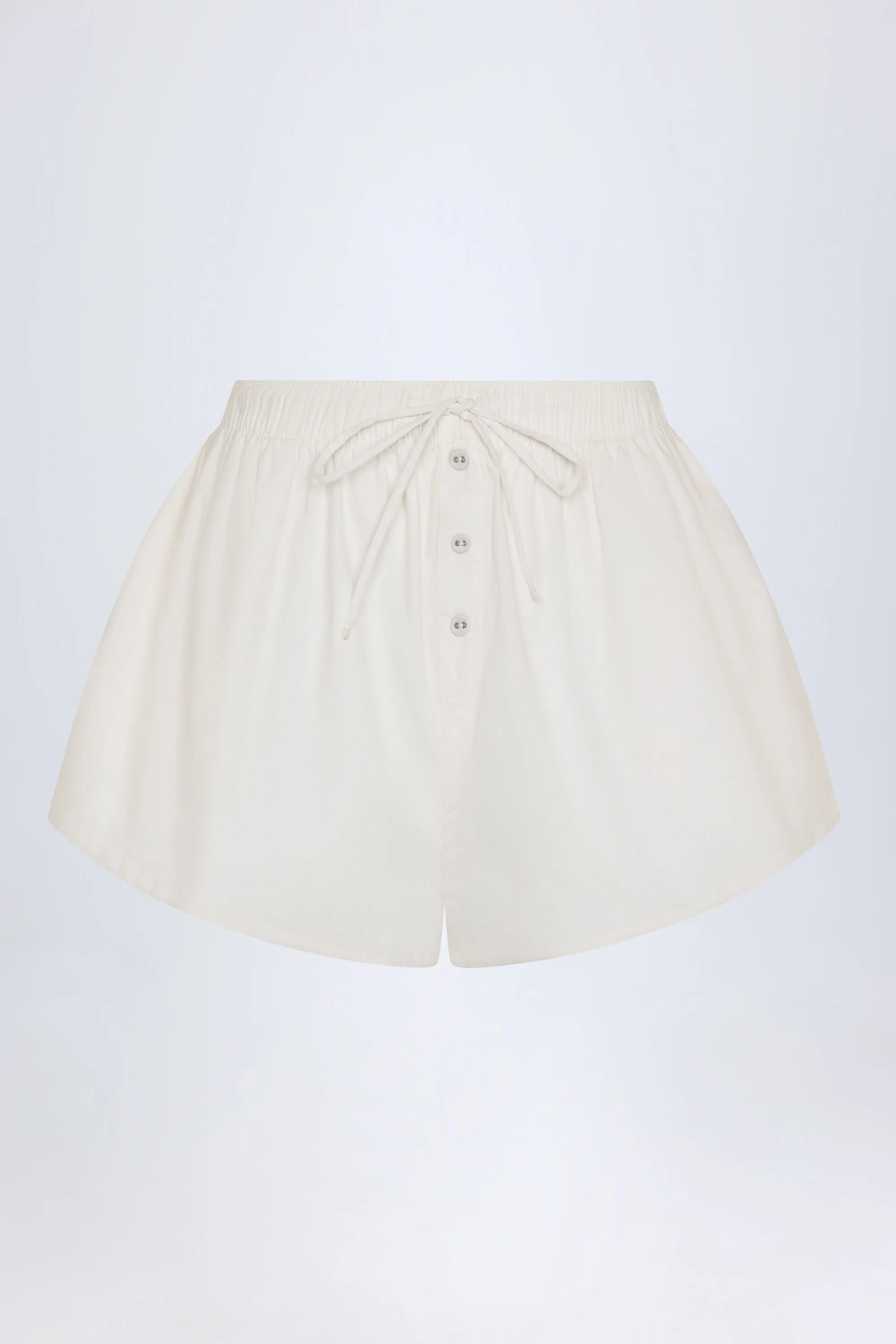 Quick Access Cargo Pockets School Uniform Tie-Front Cotton-Poplin Shorts in White
