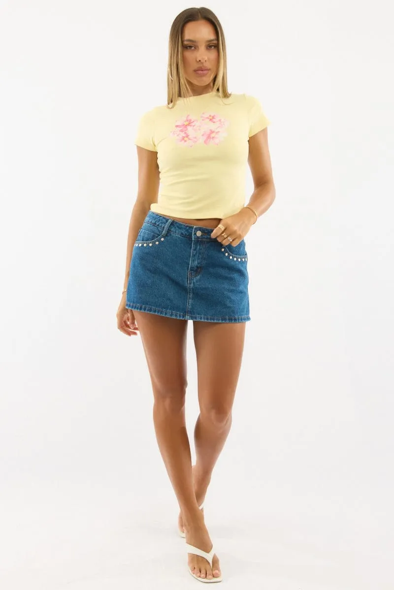 Chill Design Soft Wearable Yellow Graphic Tee Short Sleeve
