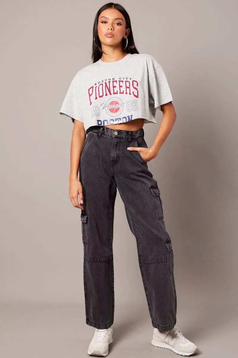 Essential Wear Grey Graphic Tee Short Sleeve