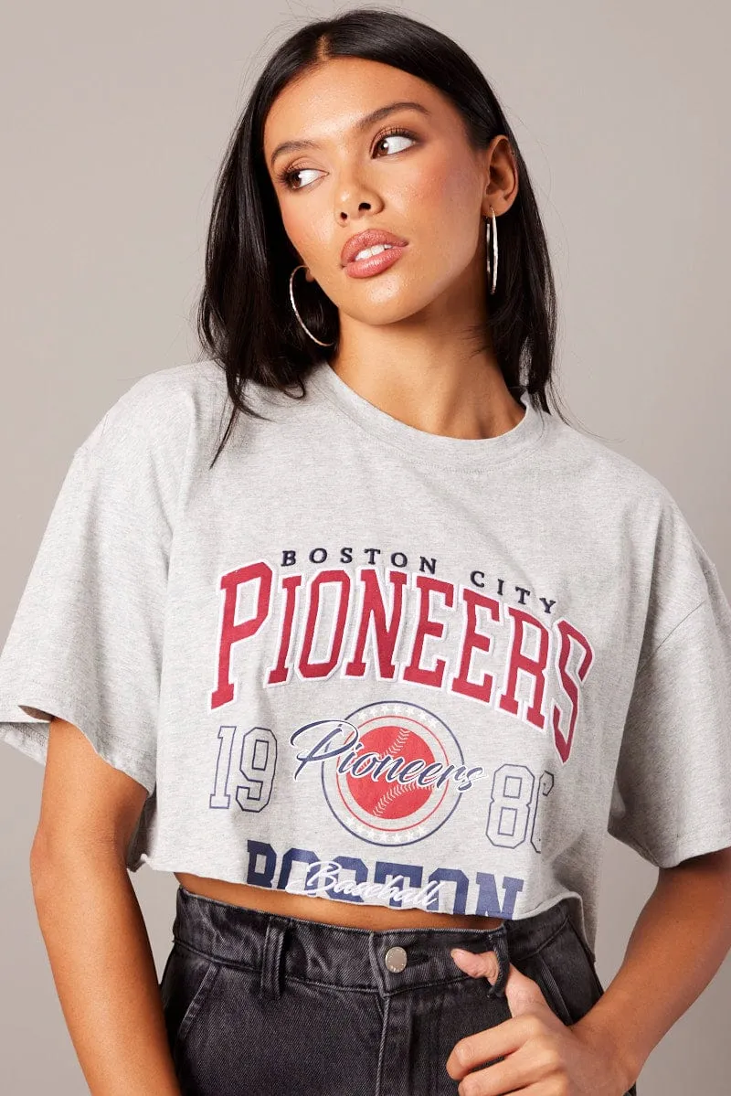 Grey Graphic Tee Short Sleeve Chic and Cozy Prom
