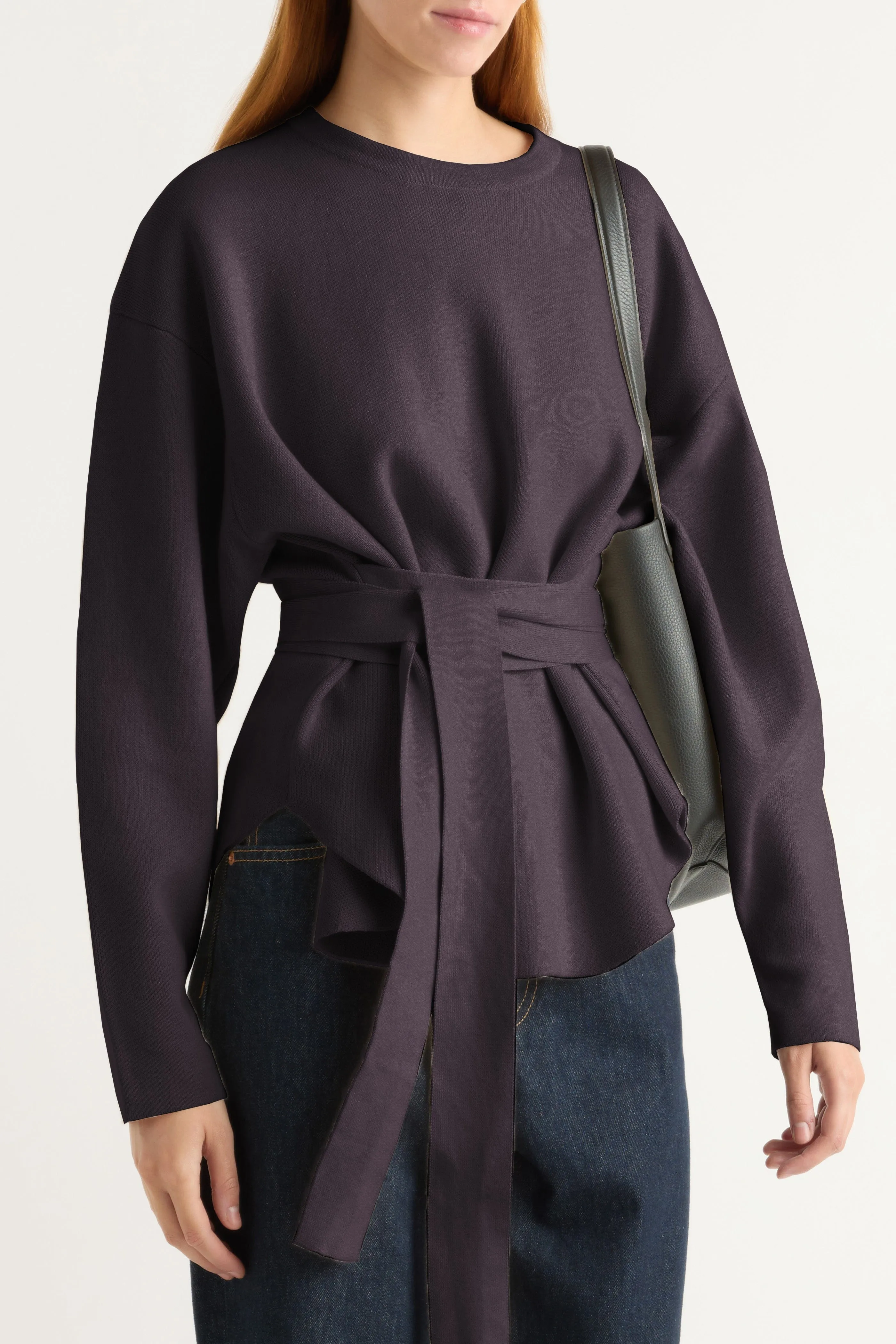Nara Tie-Front Knit Sweater Thermal Locking Yarn Eco Friendly Knitwear
