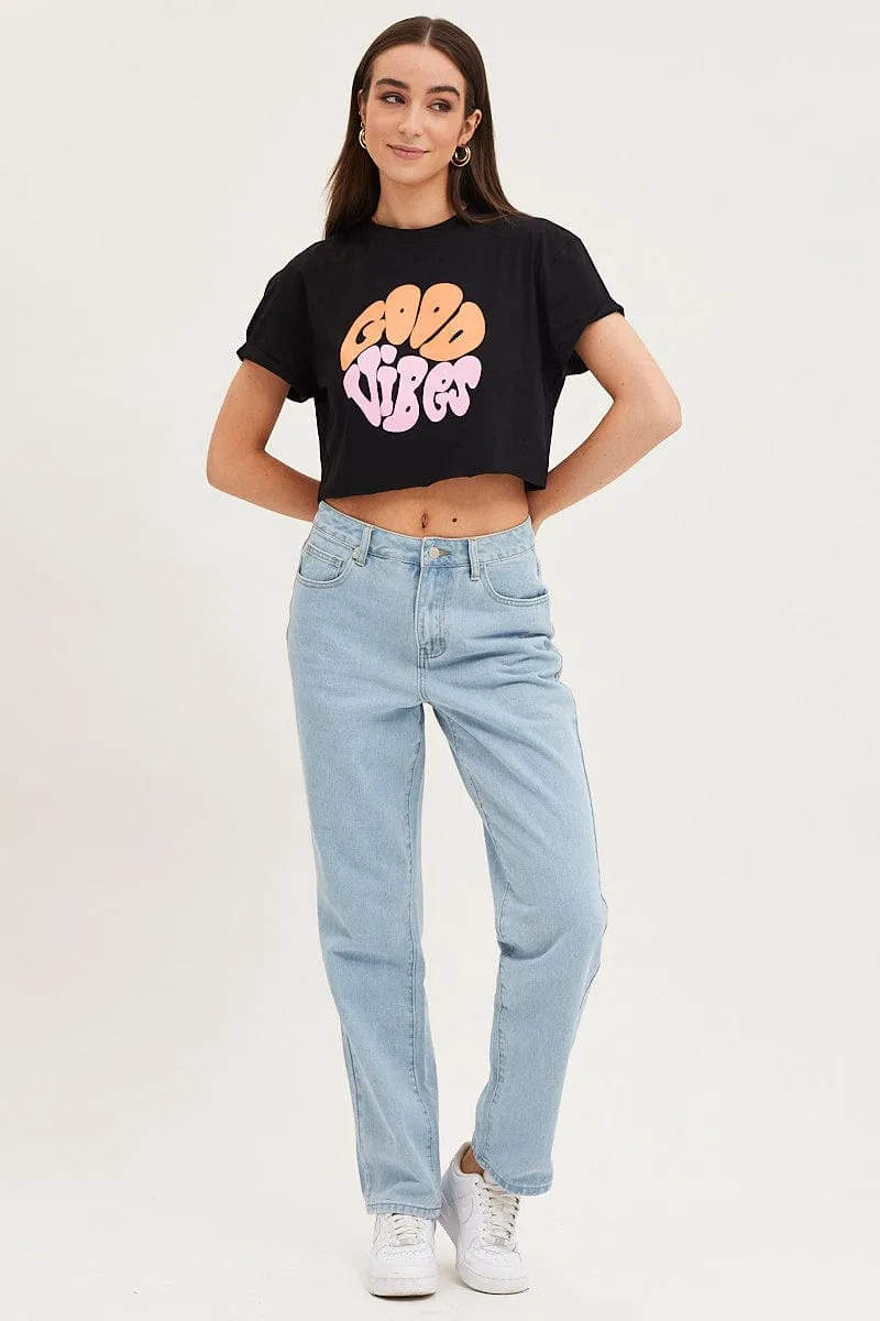 GarmentDyedTexture Black Graphic T-Shirt Short Sleeve