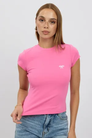 Everyday Wear funky Pink Graphic Tee Short Sleeve