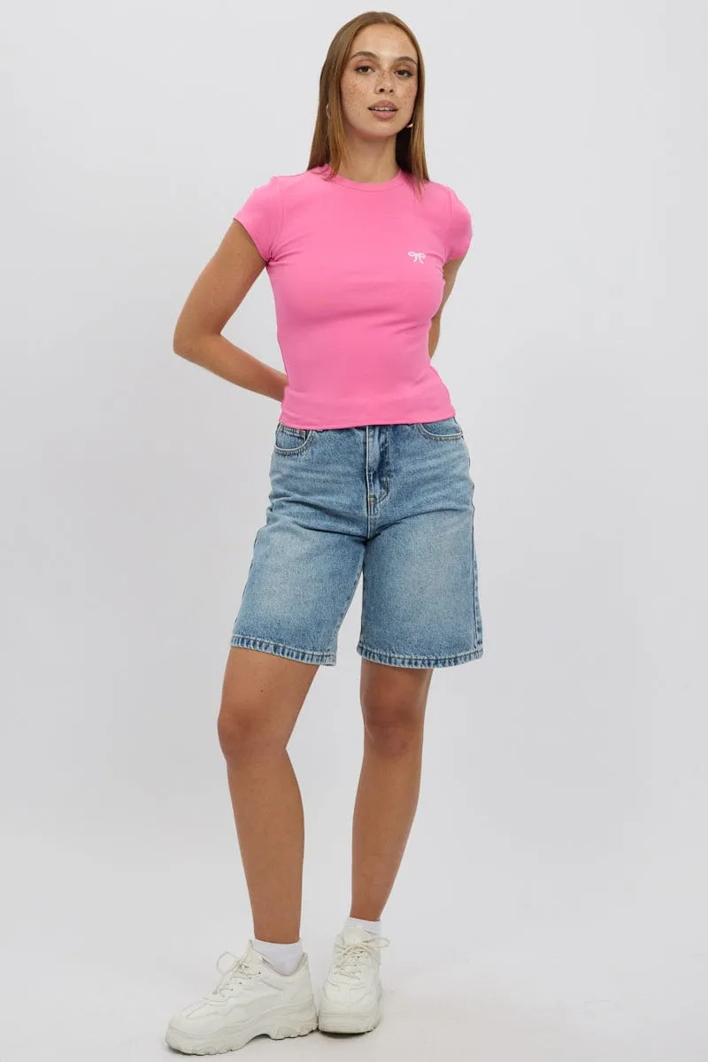 Pink Graphic Tee Short Sleeve Chic Cut