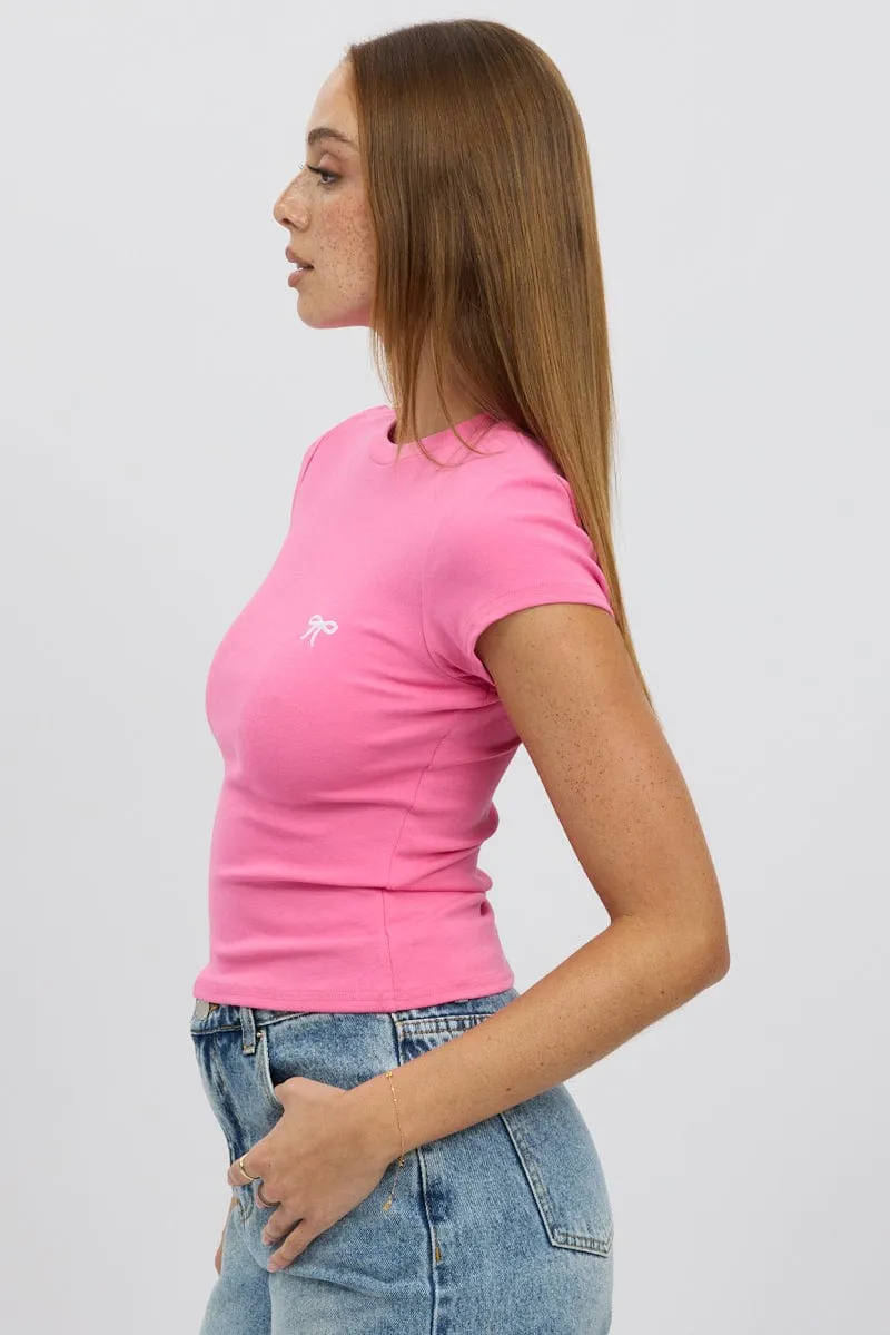 Pink Graphic Tee Short Sleeve Cozy and Light