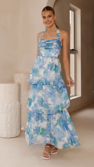 Frost Breeze Alice Maxi Dress - Blue Floral