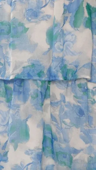Alice Maxi Dress - Blue Floral Turquoise Shine