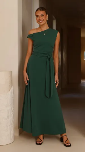 Gemma Maxi Dress - Emerald Green Sunset Peak Onyx Shine