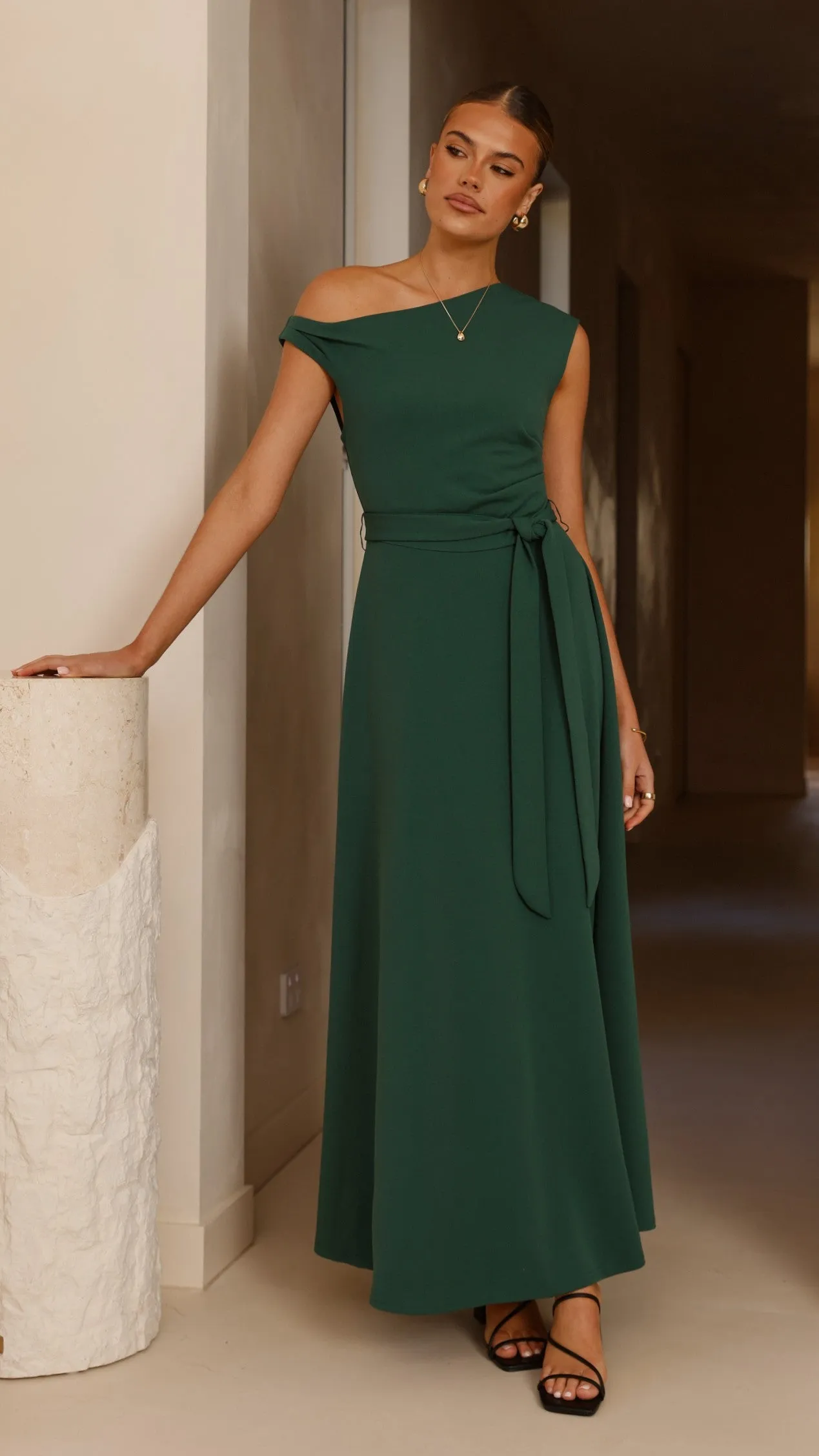 Gemma Maxi Dress - Emerald Green Harbor View Lantern Arm