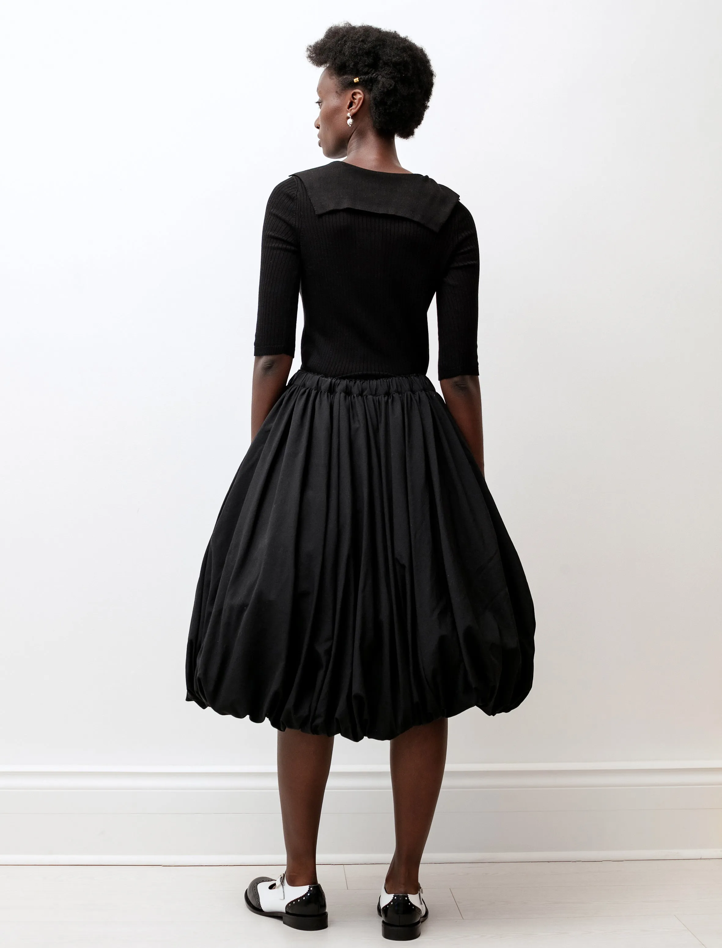 Seamless Finish Smart Comfort Wool Balloon Hem Skirt Black