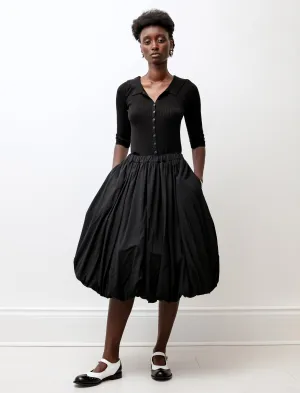 Wool Balloon Hem Skirt Black Smooth Finish Trend Ready