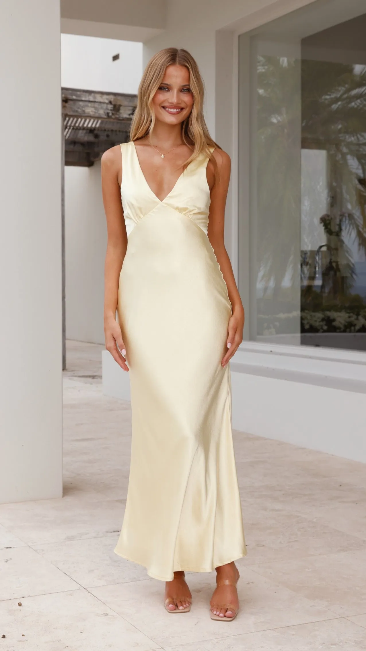 Sofia Maxi Dress - Yellow Cold Cozy White Pure