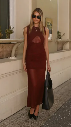 Zarah Maxi Dress - Cherry Country Lane Boardwalk Mood