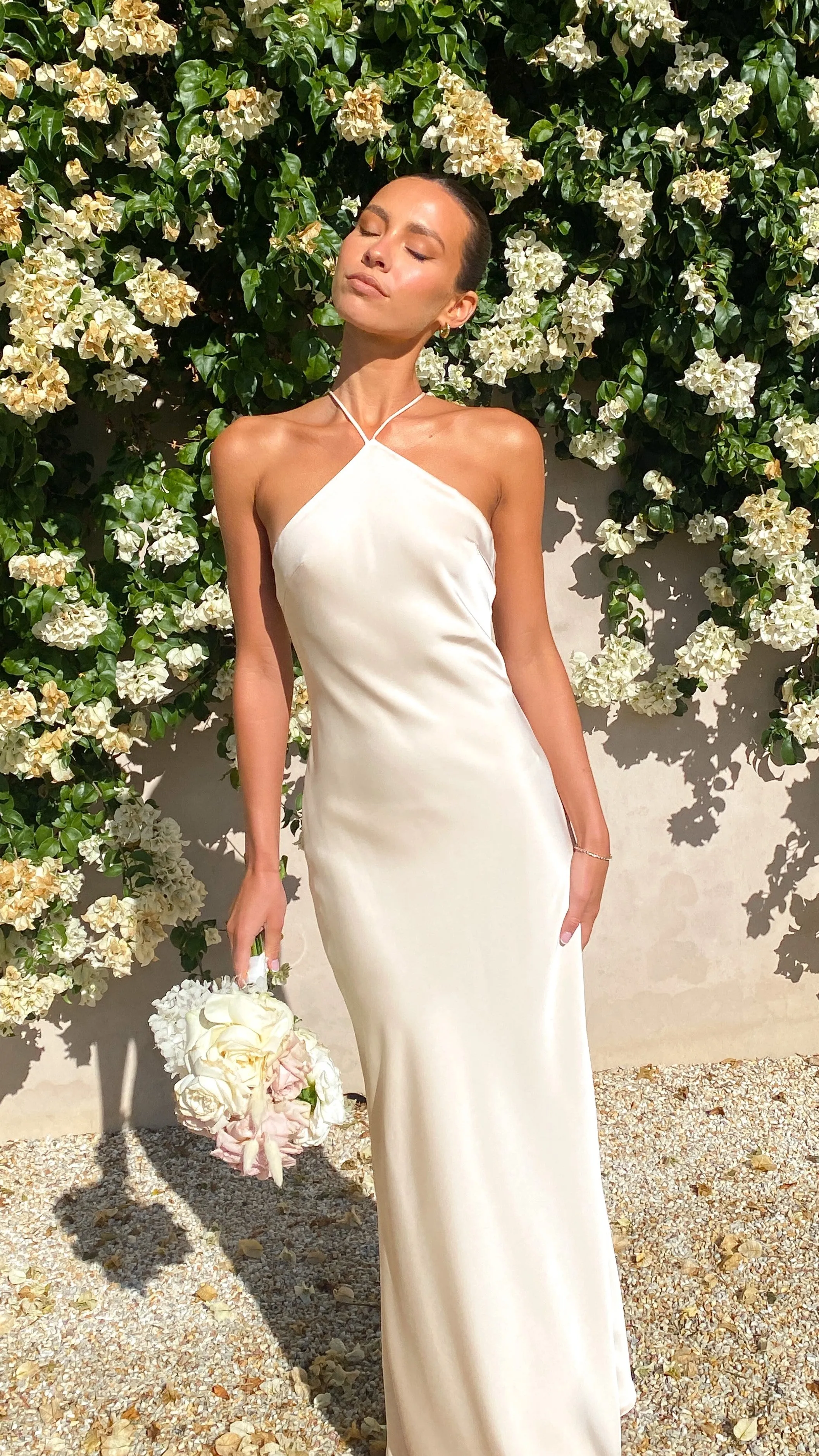 Chiara Maxi Dress - Champagne Tide Glow Crepe Glow