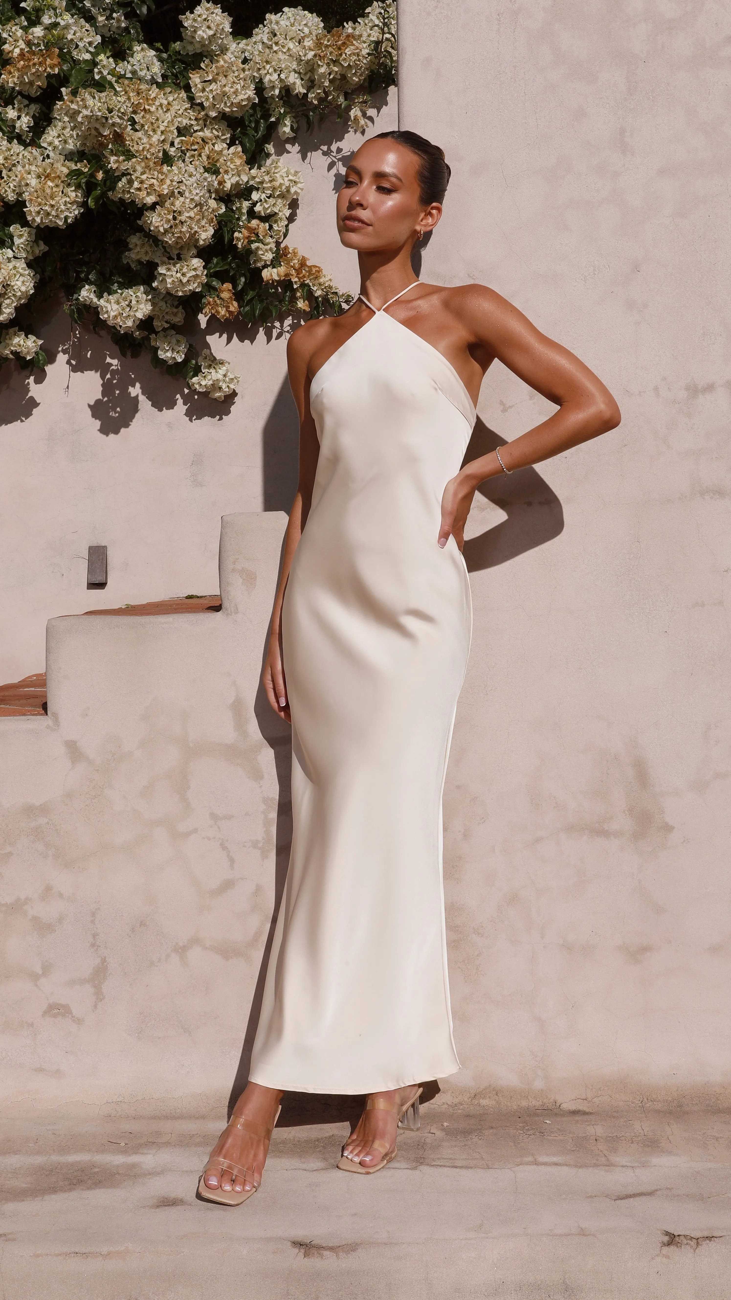 Chiara Maxi Dress - Champagne Coral Glow tie dye